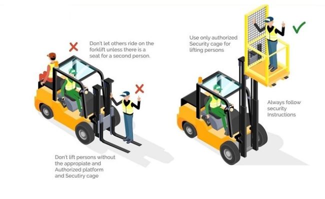 Theo quy định pháp luật, xe nâng hàng không khuyến khích dùng để nâng người
